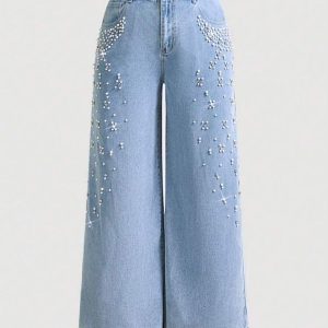 Turn-Up Wide-Leg Jeans